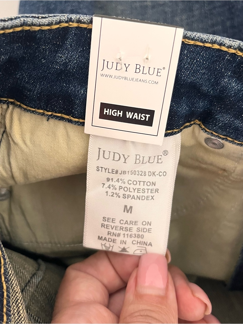 Judy Blue Mid to Dark Blue High Waist Denim Shorts Sz M - Picture 5 of 6